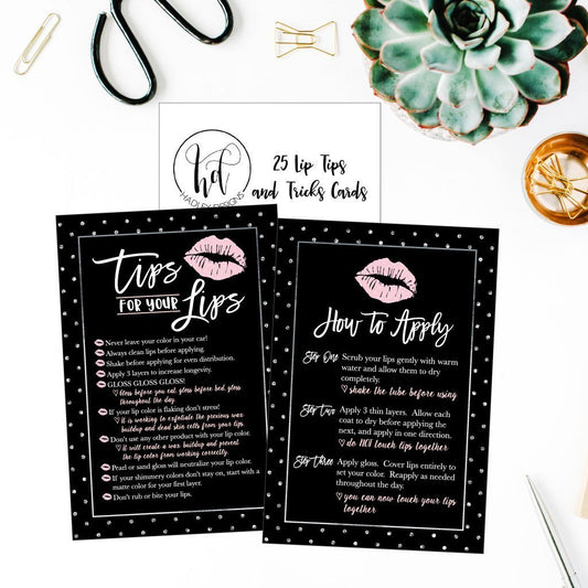 25 Lipstick Application Instructions Tips and Tricks Distributor Supplies Card Directions, Lip Sense Business Marketing Party Lipsense Younique Mary Kay Avon Amway Seller Perfect Starter Kit Thank You