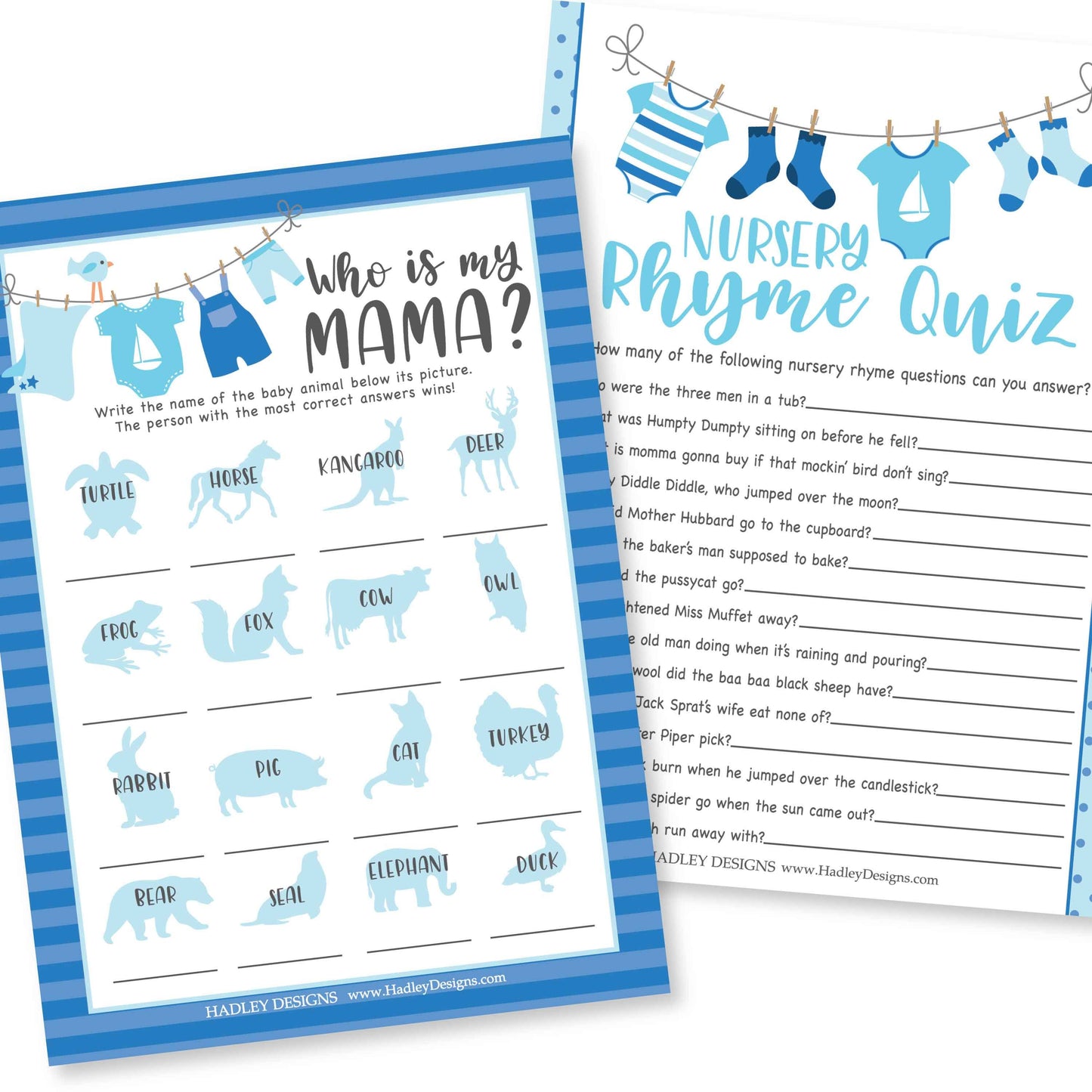 Nursery Rhyme & Baby Animal Matching | Set of 25 | Baby Shower Games