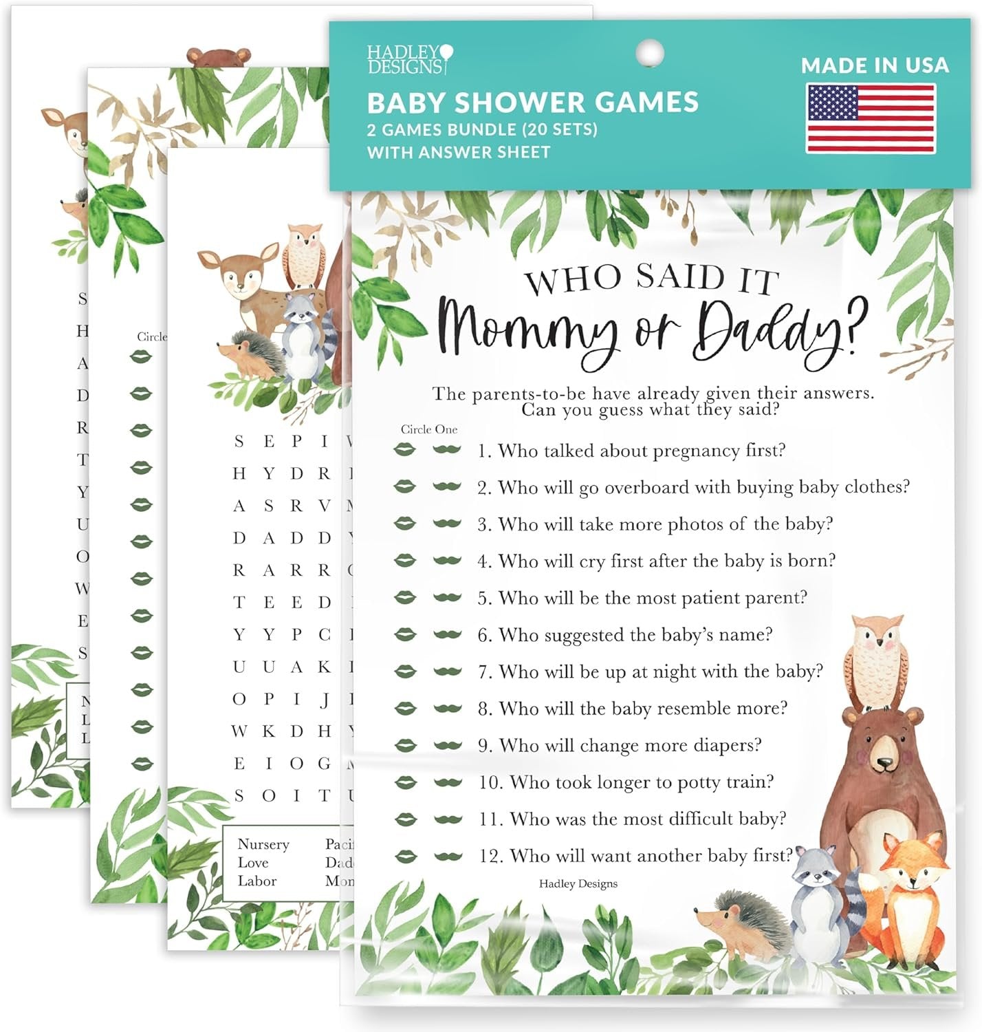 20 Woodland Baby Shower Games Gender Neutral - Hilarious Baby Shower Games For Girl, Funny Baby Shower Games Boy, Guess Who Mommy Or Daddy Baby Shower Game, Baby Games For Baby Shower Word Search Game