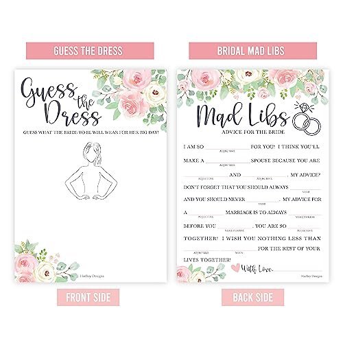Mad Libs, Bridal Feud, Bride or Groom, Figure out the Dress Games | Set of 40 | Bridal Shower Games