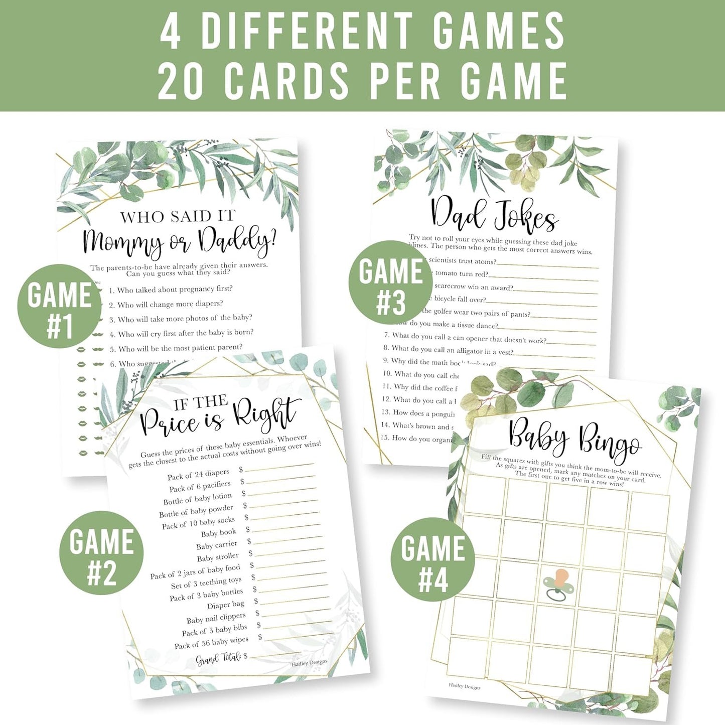 40 Greenery Baby Shower Games Gender Neutral - Baby Girl Baby Shower Bingo Game Girl, Guess Who Mommy Or Daddy Baby Shower Game, Price Is Right Baby Shower Game, Hilarious Baby Shower Games Dad Jokes