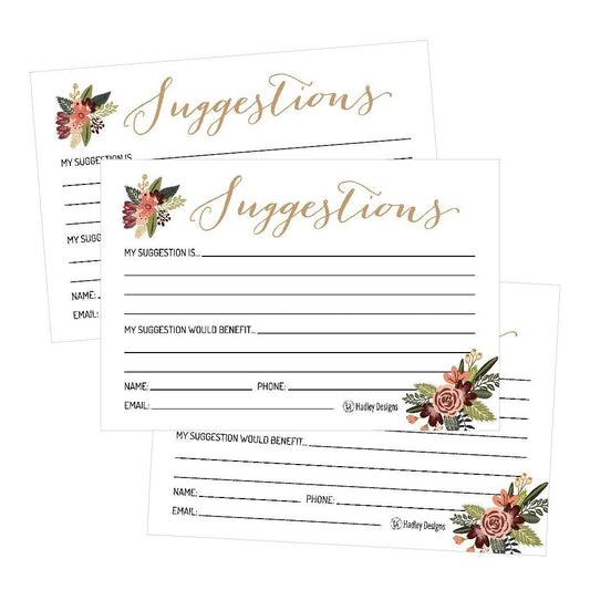 25 White Floral Suggestion Cards