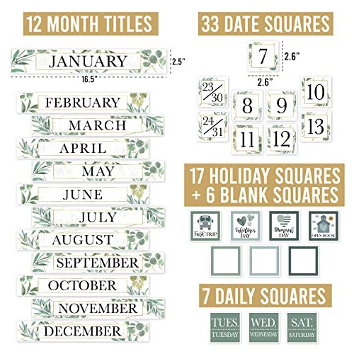 Greenery Classroom Calendar | Bulletin Board | Classroom Supplies