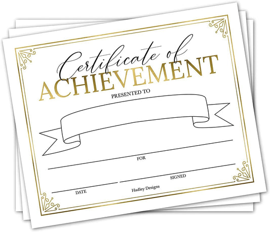 Elegant Gold Certificate of Achievement | Set of 25 | Awards