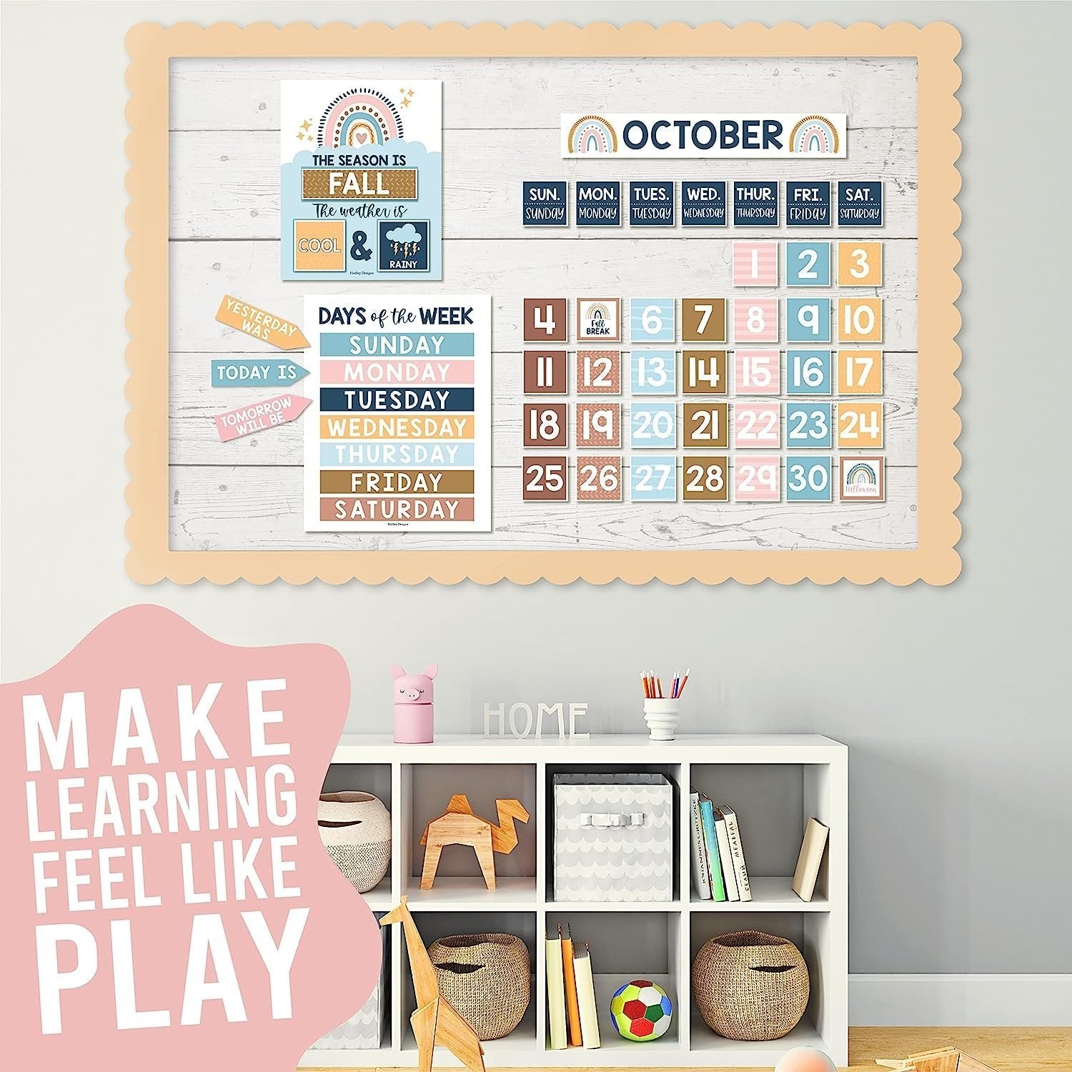 Boho Rainbow Classroom Calendar | Bulletin Board | Classroom Supplies