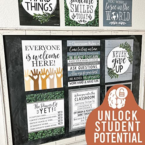 Farmhouse Modern Classroom Motivational Posters | Set of 9 | Educational Supplies