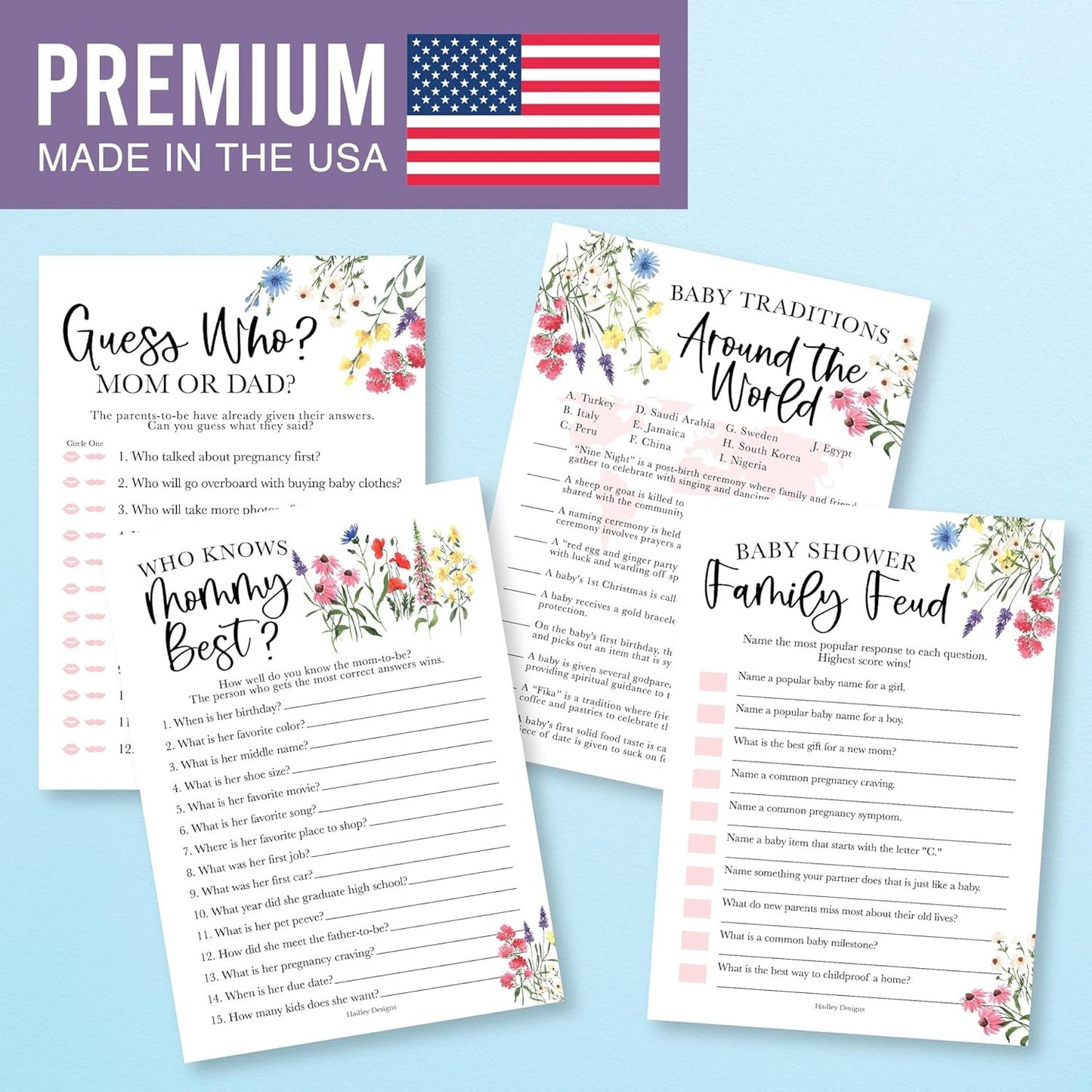 40 Floral Baby Shower Games For Girl - Who Knows Mommy Best Baby Shower Game, Guess Who Mommy Or Daddy Baby Shower Game, Baby Games For Baby Shower Family Feud Game, Girl Baby Shower Tradition Cards