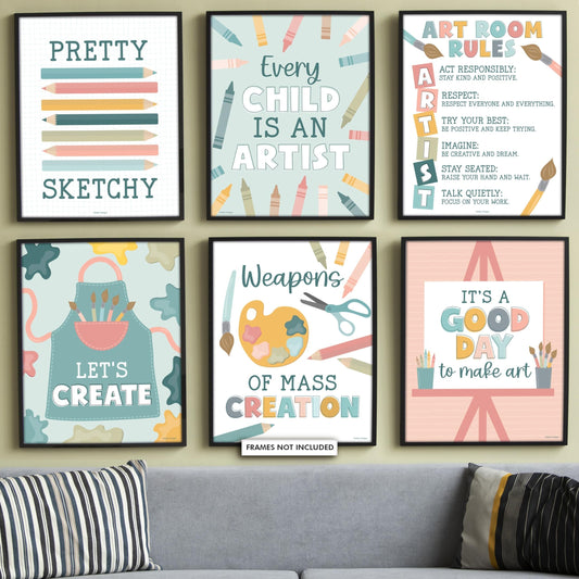 Boho Art Motivational Posters | Set of 6 | Art Classroom Supplies