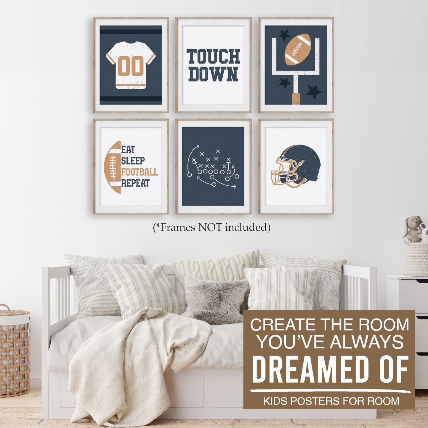 Football Children's Wall Art | Set of 6 | Home Decor