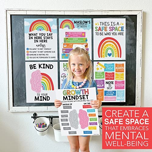 Colorful Rainbow Mental Health Posters | Set of 9 | Classroom Decor