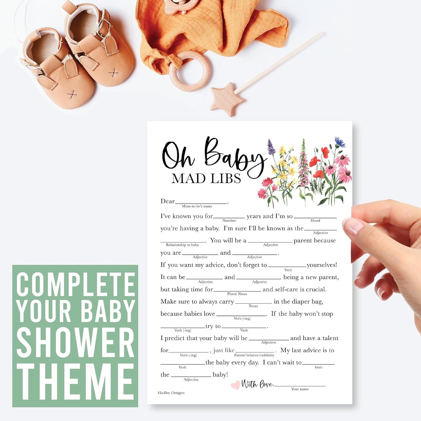 20 Floral Baby Shower Games For Girl - Hilarious Baby Shower Games Girl, Advice Cards Baby Shower Mad Libs Game Funny, Family Tradition Cards For Baby Shower, Baby Girl Baby Shower Games Funny