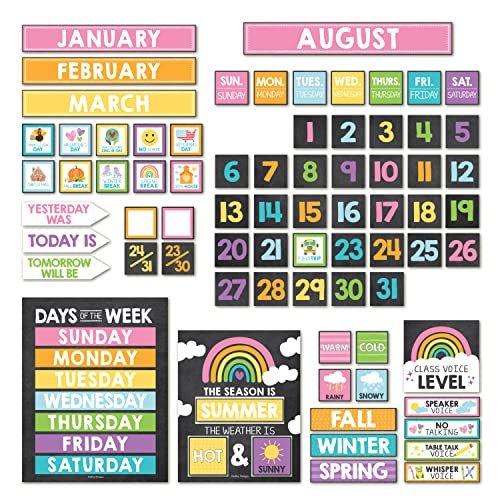 Colorful Pastel Chalk Classroom Calendar | Bulletin Board | Classroom Supplies