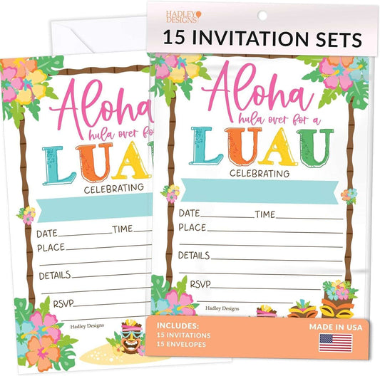 15 Hawaiian Luau Birthday Invitations Girl - Aloha Birthday Party Invitations For Girls, Luau Invitations For Birthday Party Invitation Girl, Birthday Invitation Cards, Kids Birthday Invitations Girl