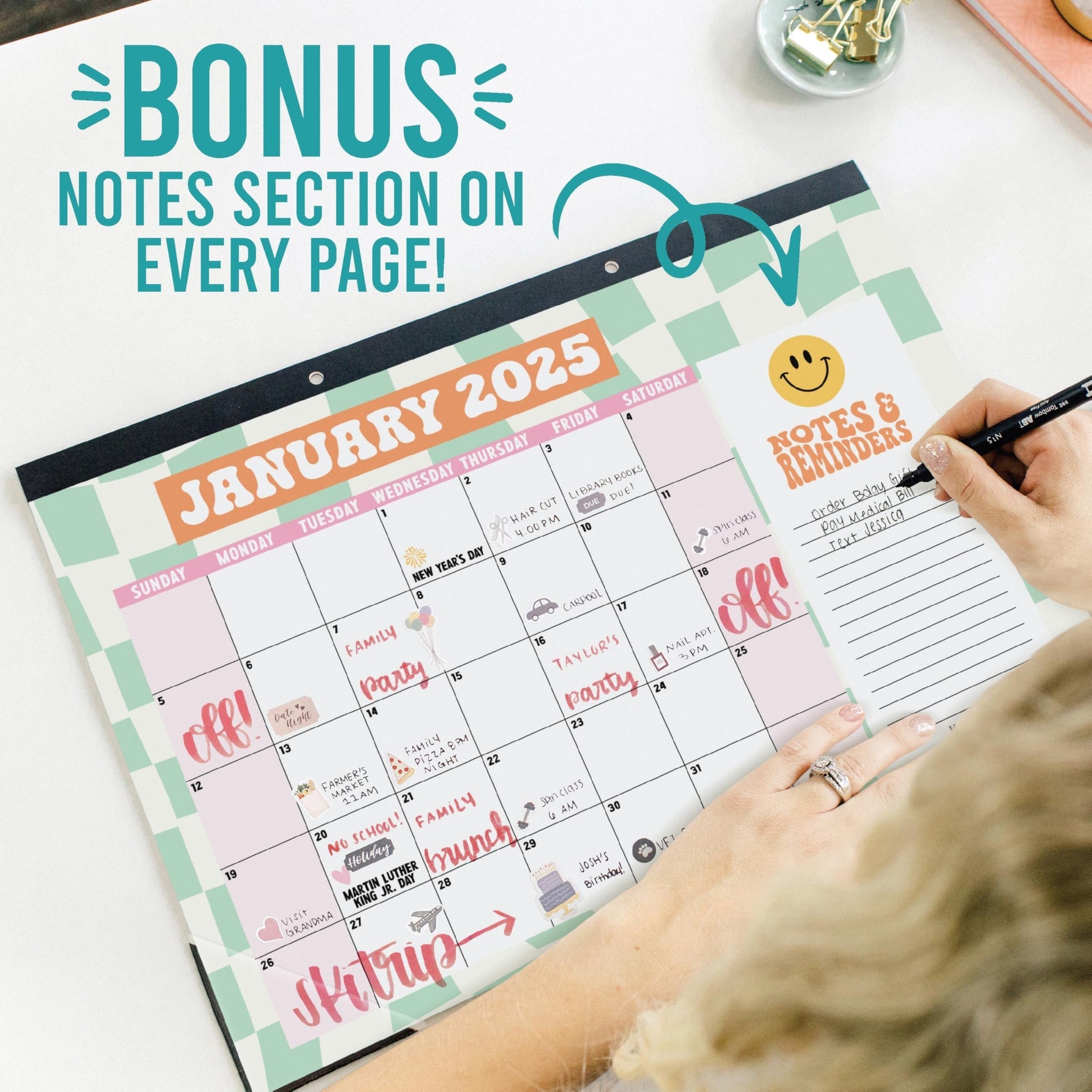 Retro Large Desk Calendar | 18-Months | 2025-2026 | Calendars & Planners - SAMPLE