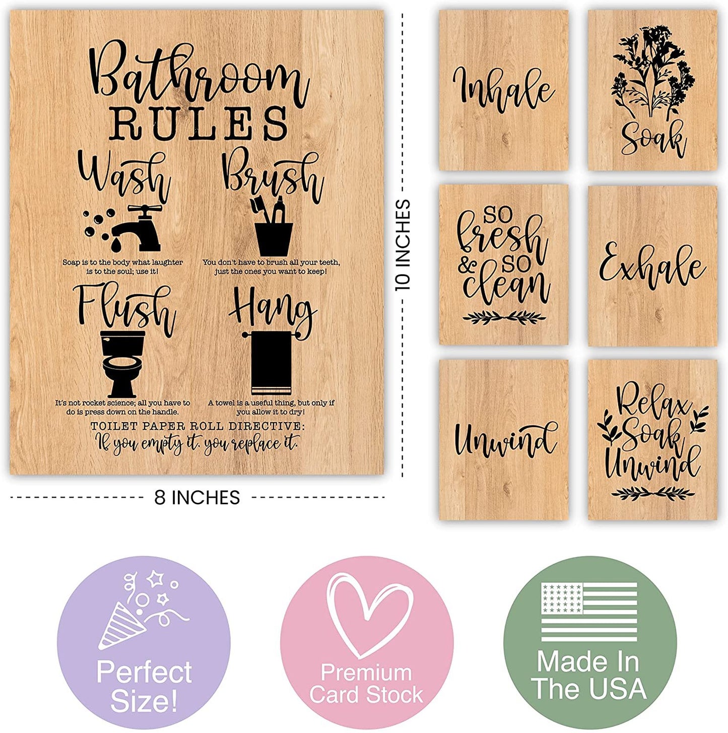 Relaxing Bathroom Wall Art | Set of 6 Reversible Prints | Home Decor