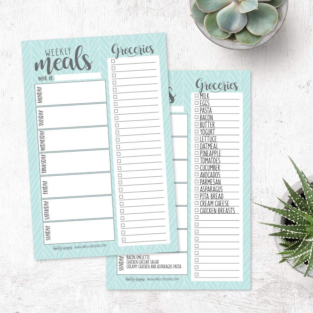 Teal Weekly Meal Planning Calendar Grocery Shopping List Magnet Pad for Fridge, Magnetic Family Pantry Food Menu Board Organizer, Week Diet Prep Planner Tool, Refrigerator What to Eat Dinner Notepad