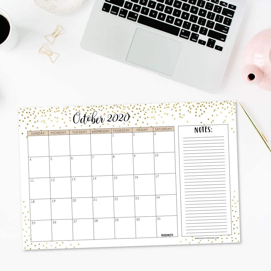 Gold 2019-2020 Large Monthly Desk or Wall Calendar Planner, Big Giant Planning Blotter Pad, 18 Month Academic Desktop, Hanging 2-Year Date Notepad Teacher, Mom Family Home or Business Office 11x17"