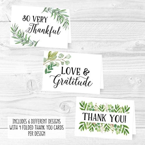 Greenery Folded Thank You Cards | Set of 24 | General