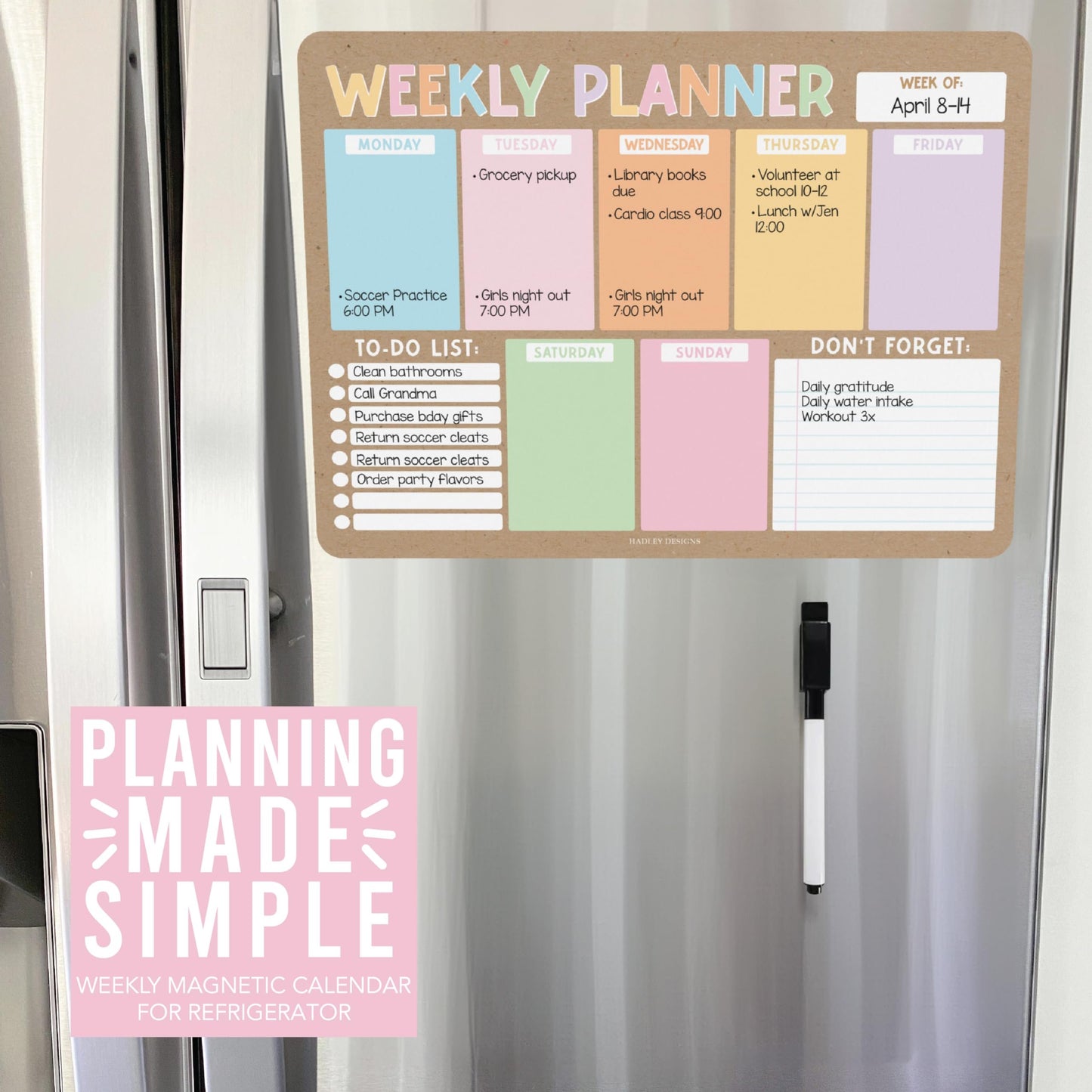 Rustic 2 Fridge Weekly Calendar | Magnetic & Dry Erase | Calendars & Planners