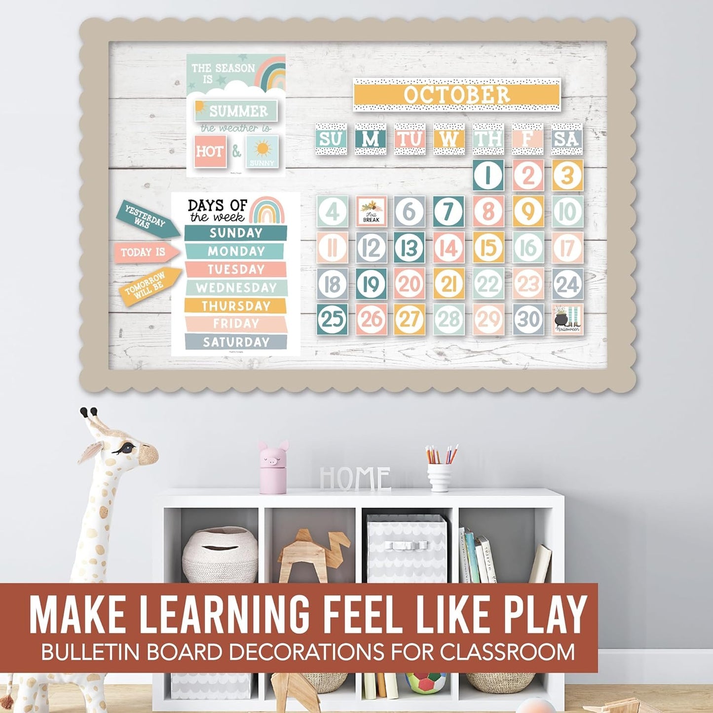 Boho Classroom Calendar Set Bulletin Board - Bulletin Board Calendar For Classroom Elementary, Teacher Calendar Bulletin Board Sets, Preschool Calendar For Classroom, School Calendar For Classroom