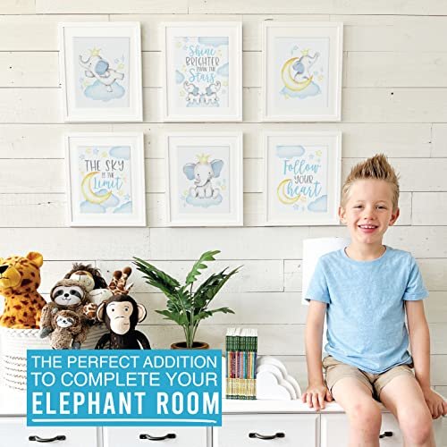 Elephant 4 Children's Wall Art | Set of 6 | Nursery Decor