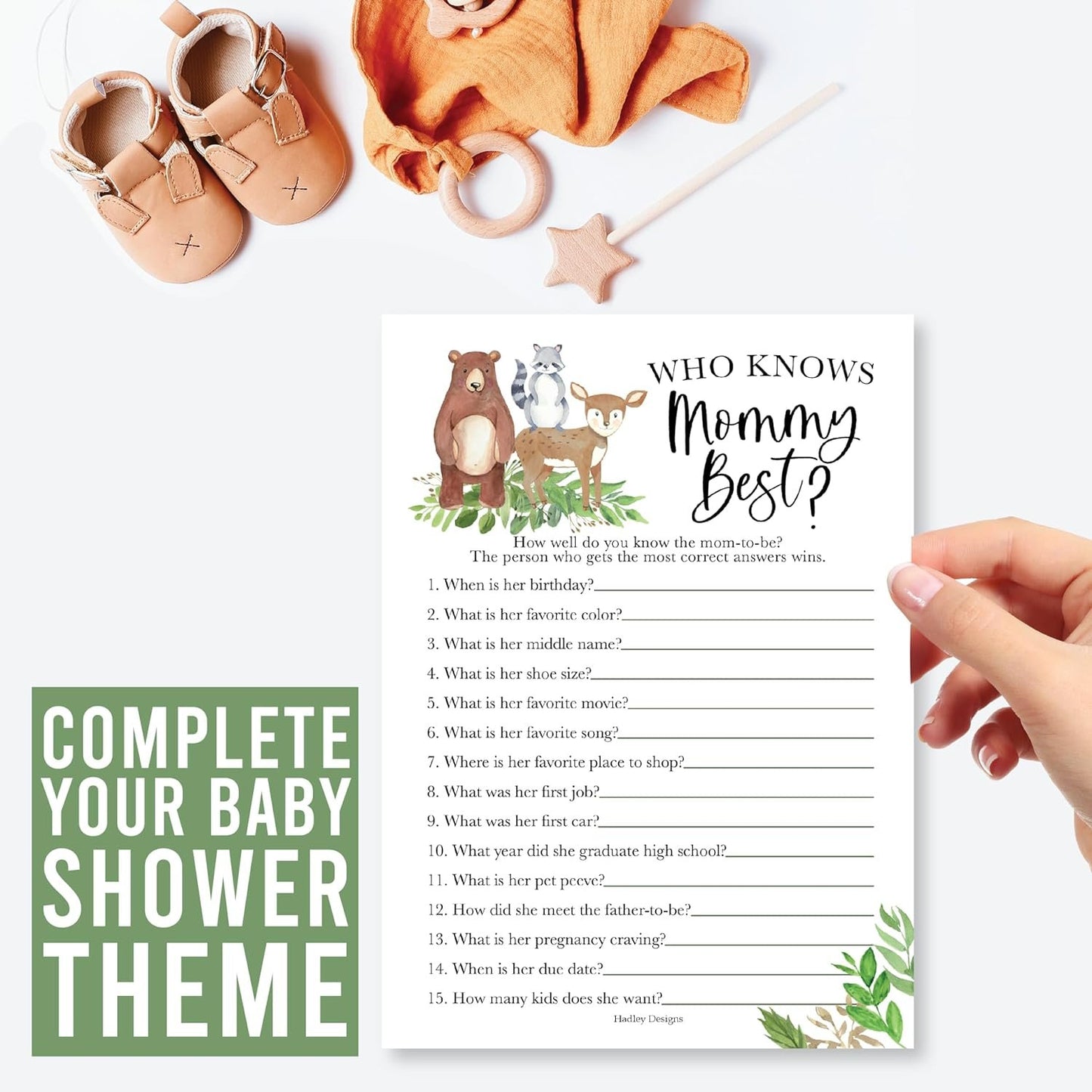 20 Woodland Baby Shower Games Gender Neutral - Hilarious Baby Shower Games For Girl, Funny Baby Shower Games Boy, Who Knows Mommy Best Baby Shower Game Card, Baby Games For Baby Shower Games Dad Jokes