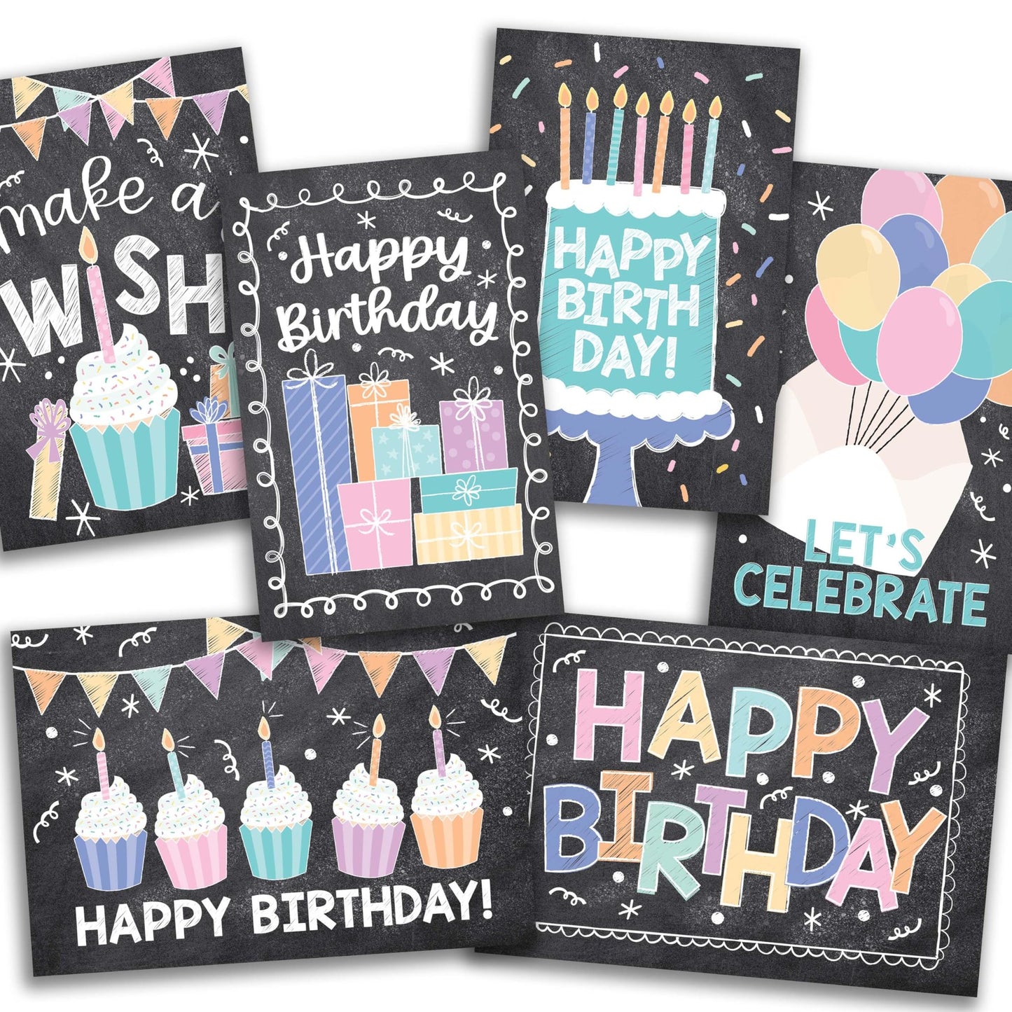 Doodle Chalk Folded Birthday Cards | Set of 54 | Cards & Party