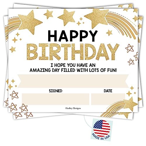 Gold Stars Birthday Certificates | Set of 25 | Birthday Gifts