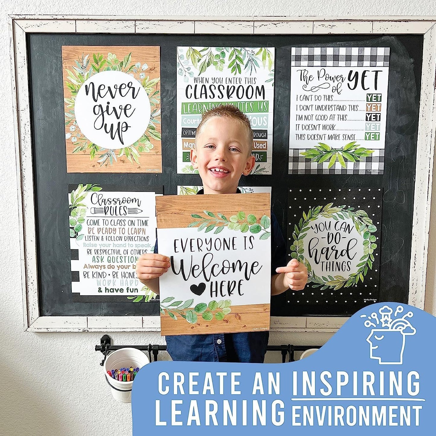 Farmhouse Boho Classroom Motivational Posters | Set of 9 | Educational Supplies