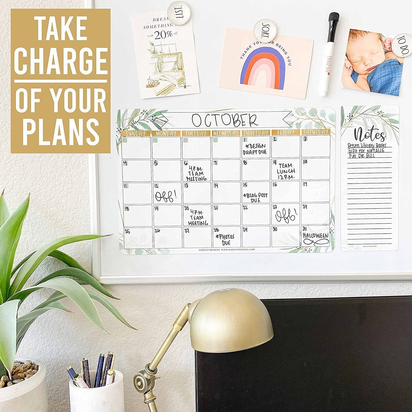 Geo Greenery Magnetic Calendar | Dry-Erase | Calendars & Planners