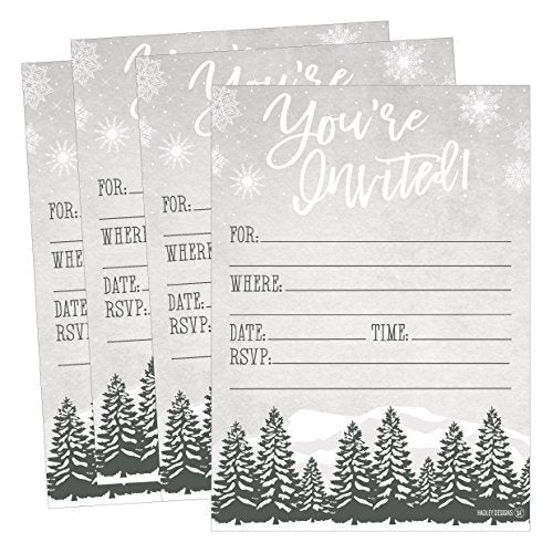 Winter Party Invitations | Set of 25 | Cards & Party