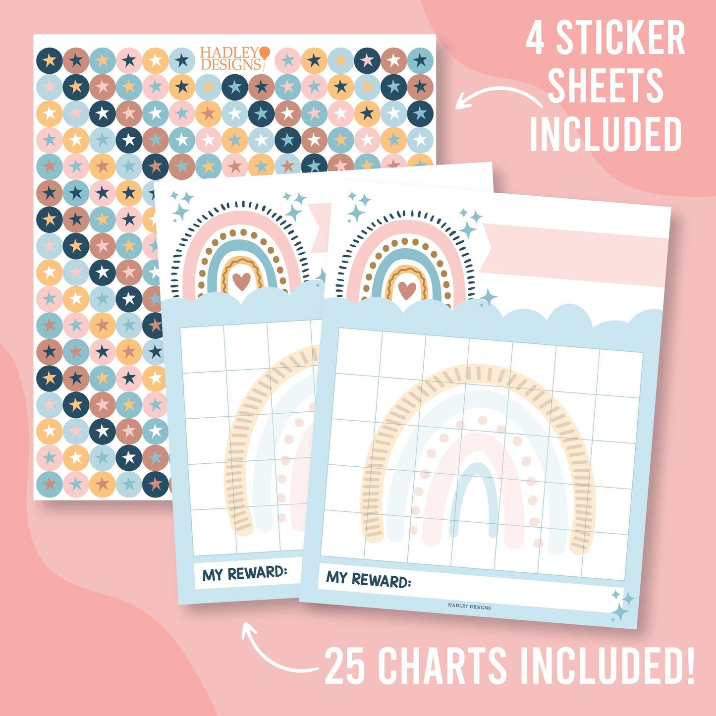 Boho Rainbow Incentive Charts | Set of 25 | Home Essentials