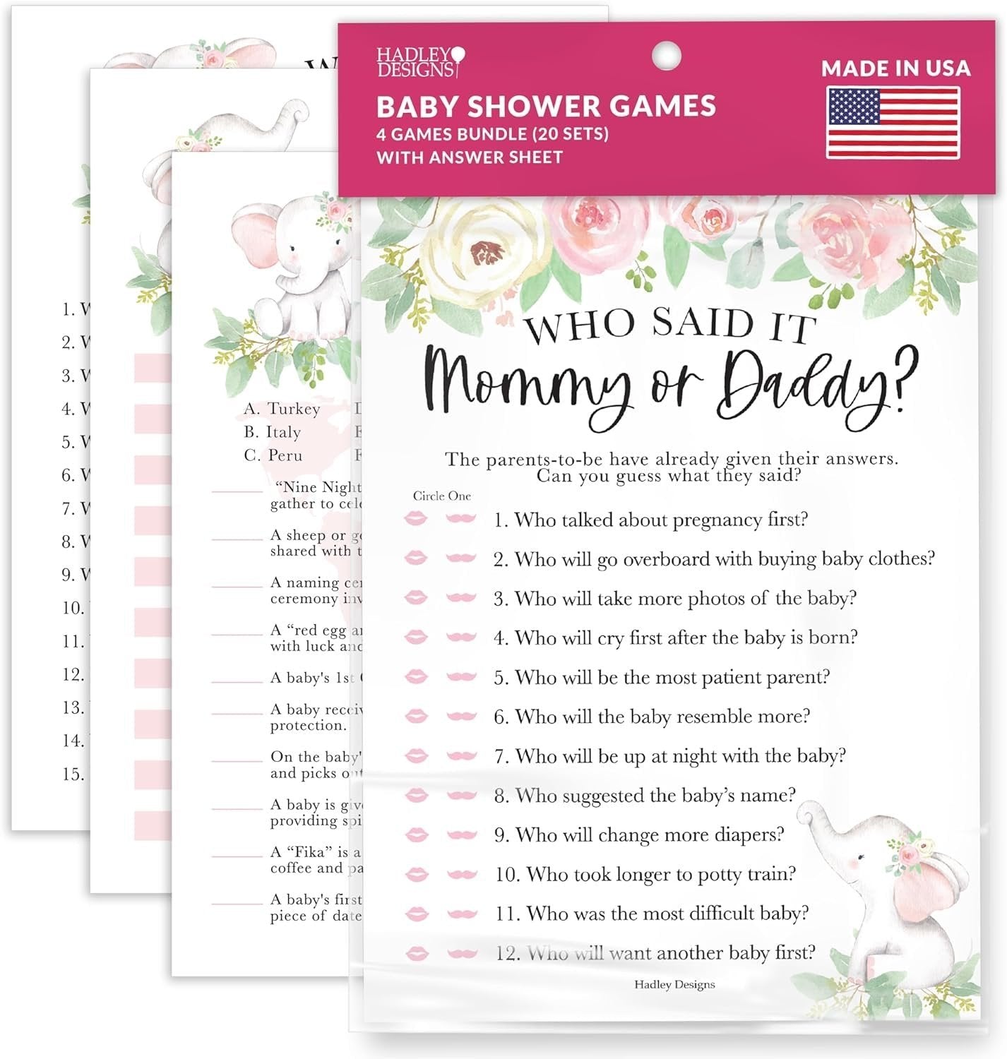 Who Said it, Who Knows Mommy Best, Baby Traditions, Family Feud Games | Set of 40 | Baby Shower Games