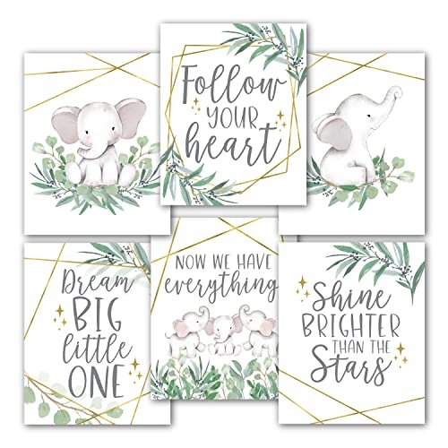 Elephant 3 Children's Wall Art | Set of 6 | Nursery Decor