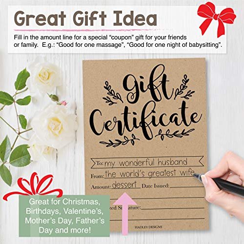 Blank Gift Certificates | Set of 25 | Cards & Party