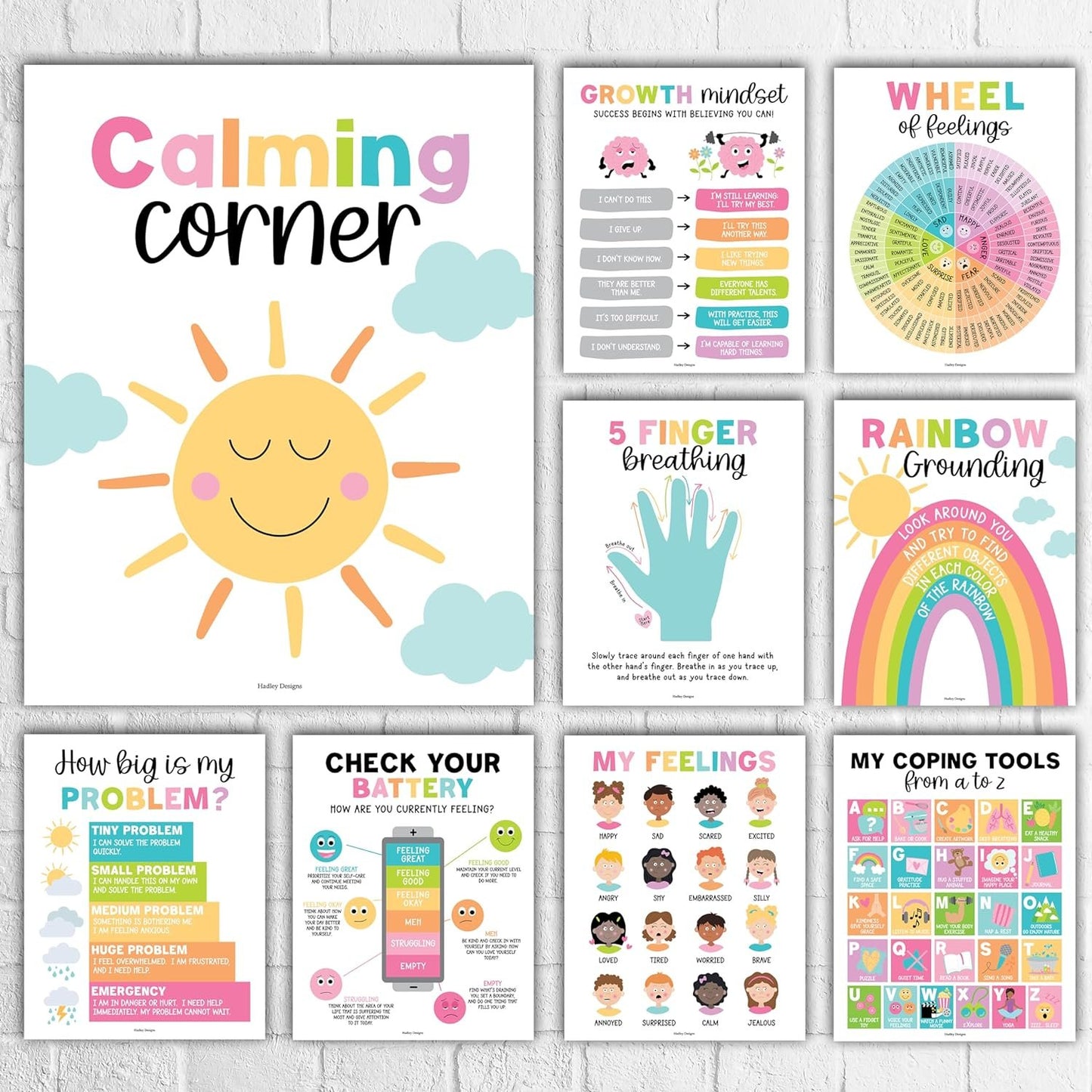 Colorful Pastel Calming Corner Posters | Set of 9 | Classroom Decor