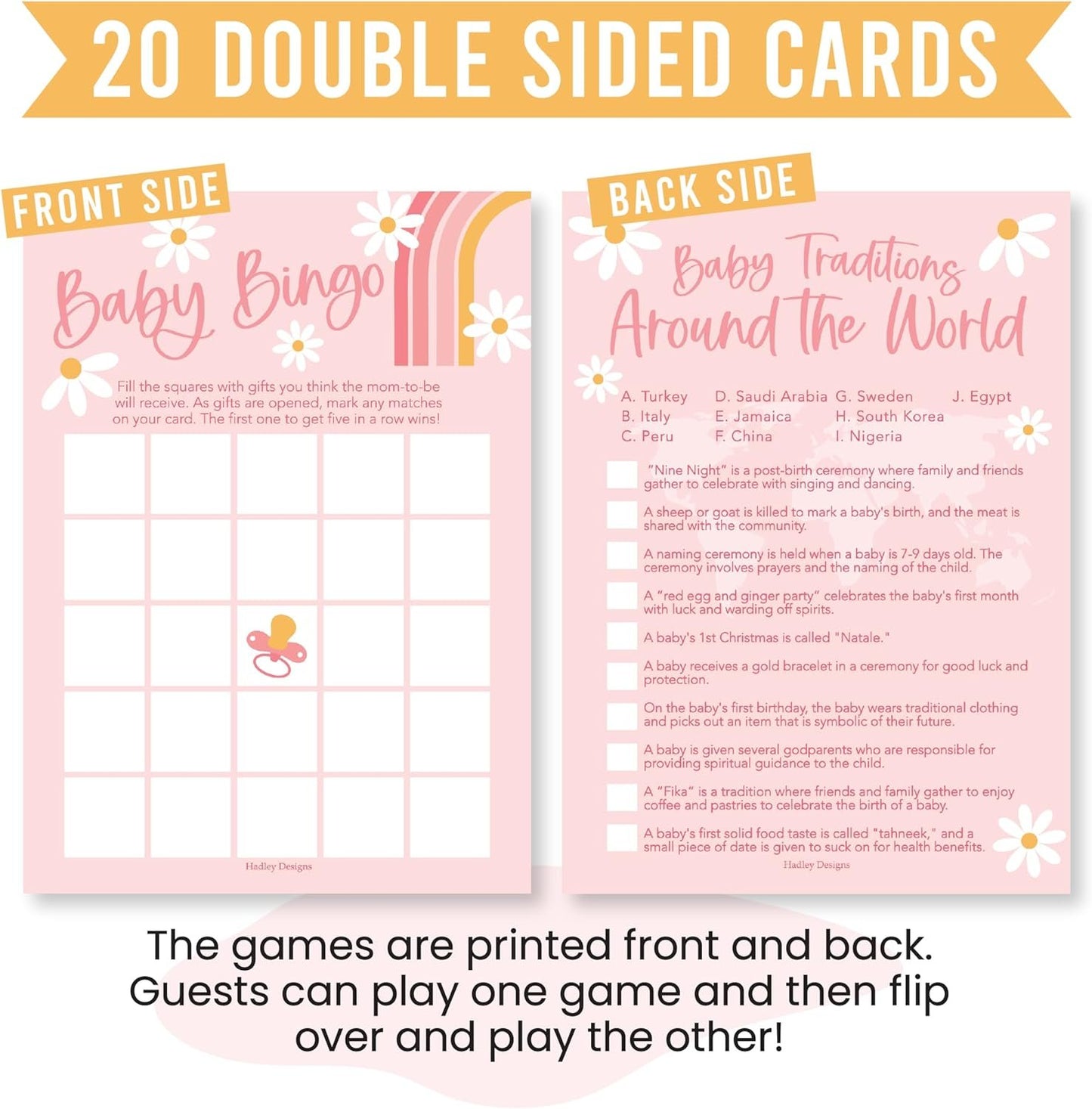 20 Retro Baby Shower Games For Girl - Hilarious Baby Shower Games Girl, Baby Games For Baby Shower Bingo Game Girl, Baby Girl Baby Shower Tradition Cards, Baby Girl Baby Shower Games Funny