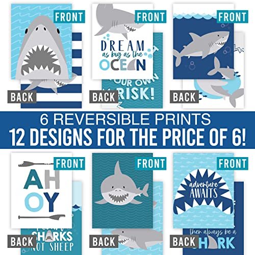 Shark Children's Wall Art | Set of 6 | Home Decor