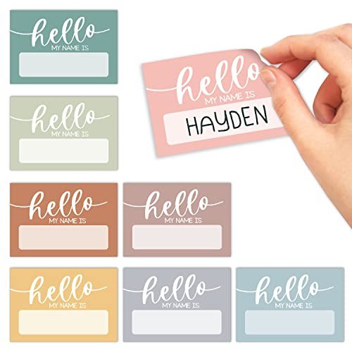 Colorful Hello Name Tag Stickers | Set of 56 | Classroom Supplies