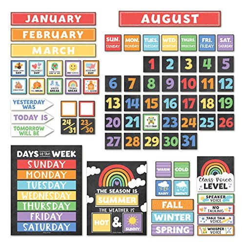 Colorful Bright Chalk Classroom Calendar | Bulletin Board | Classroom Supplies