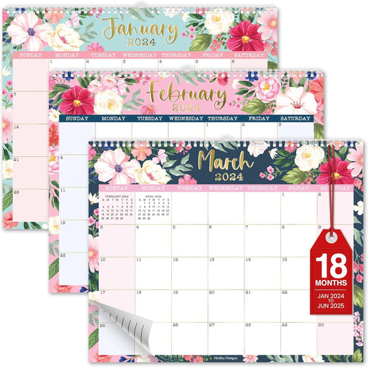 Floral Large Wall Calendar 2024-2025 - 18 Month Wall Calendar 2024-2025, Monthly Wall Calendar 2024 Monthly Large, Calendario 2024 Calendar Wall, Calendars 2024 Wall Calendar, Calandar, Calenders 2024