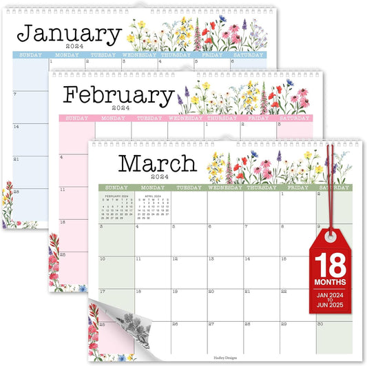 Floral Large Wall Calendar 2024-2025 - 18 Month Wall Calendar 2024-2025, Monthly Wall Calendar 2024 Monthly Large, Calendario 2024 Calendar Wall, Calendars 2024 Wall Calendar, Calandar, Calenders 2024