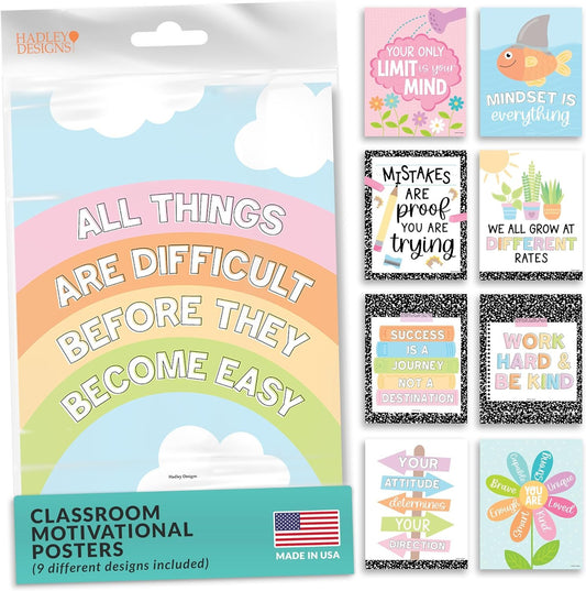 9 Colorful Classroom Motivational Posters For Classroom Decor - Inspirational Posters For Classroom Posters Middle School Posters, Positive Posters For Classroom Decorations For Teachers Elementary