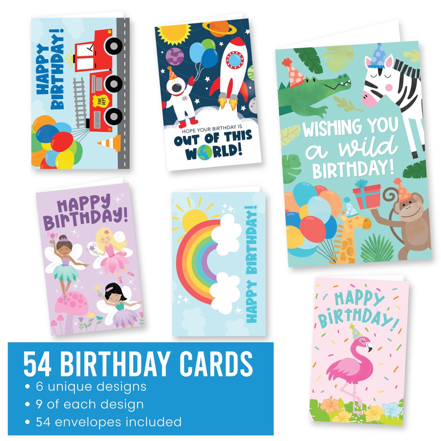 Kids 2 Birthday Cards | Set of 54 | Cards & Party