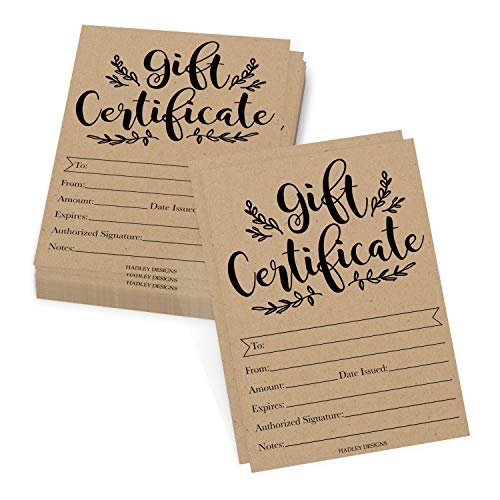 Blank Gift Certificates | Set of 25 | Cards & Party