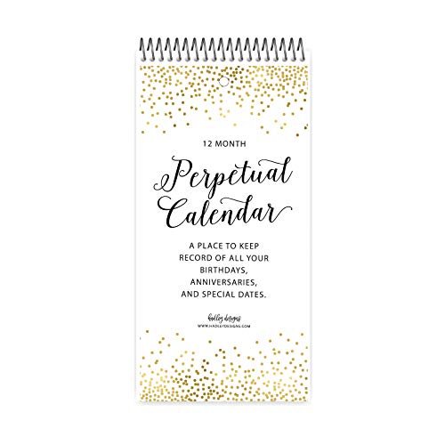 Gold Dots Perpetual Calendar | 12 Months | Home & Organization