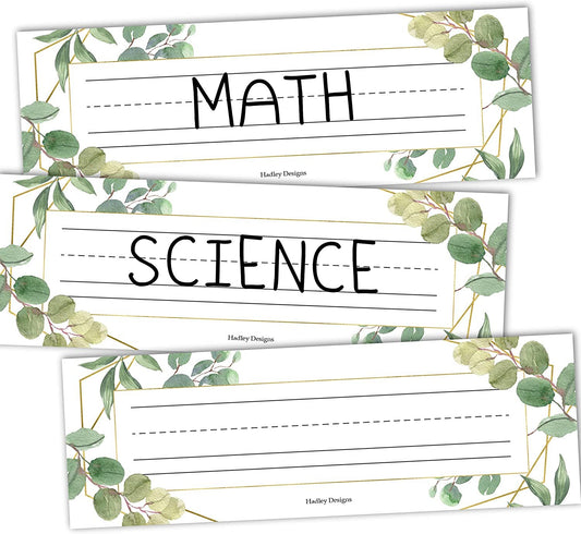 Geo Greenery Classroom Labels