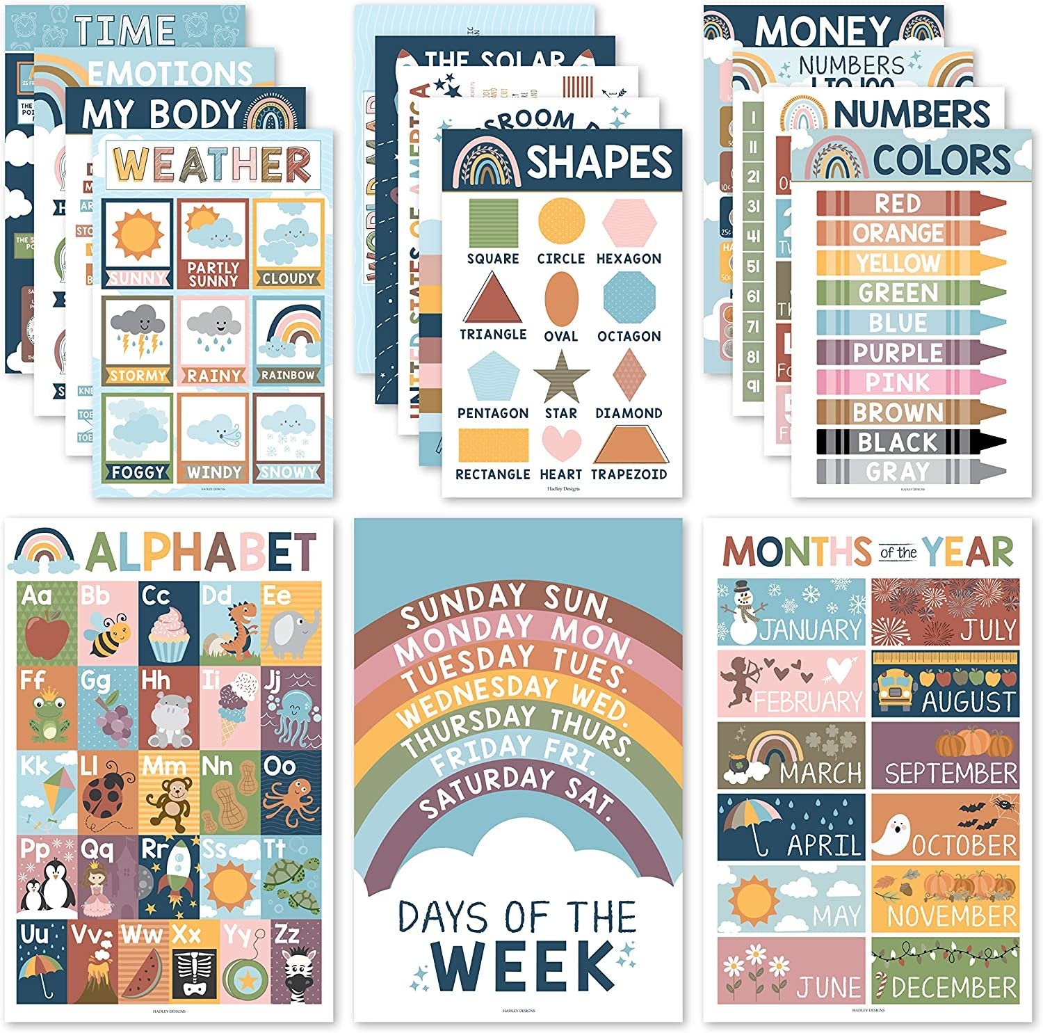 PreK Early Learning Kit: Boho 16 Poster Pack