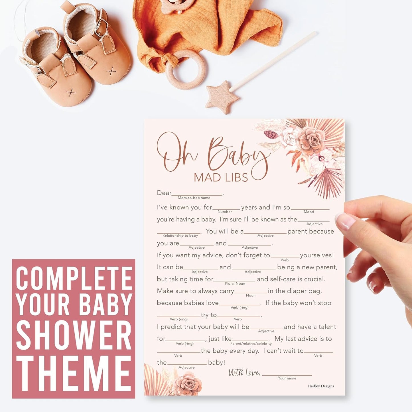 20 Boho Baby Shower Games For Girl - Hilarious Baby Shower Games Girl, Advice Cards Baby Shower Mad Libs Game Funny, Family Tradition Cards For Baby Shower, Baby Girl Baby Shower Games Funny