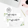 25 4x9 Greenery Blank Gift Certificate Cards Vouchers For Holiday Christmas, Birthday Holder, Small Business, Restaurant, Spa Beauty Makeup Hair Salon, Wedding Bridal, Baby Shower Cash Money Printable